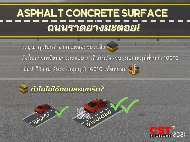 ถนนราดยางมะตอย vs ถนนราดคอนกรีต Aspalt testing road and concrete road cst thailand