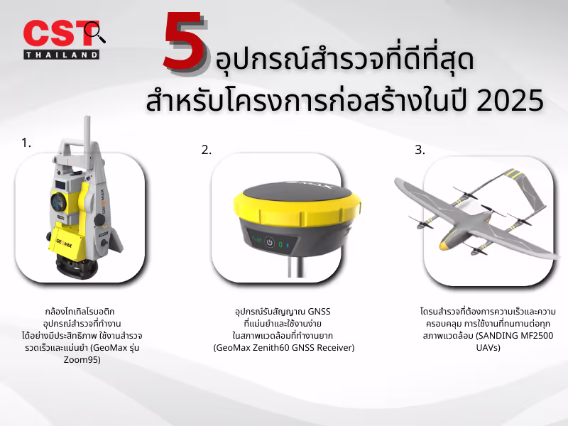 5 อุปกรณ์สำรวจที่ดีที่สุดสำหรับโครงการก่อสร้างในปี 2024