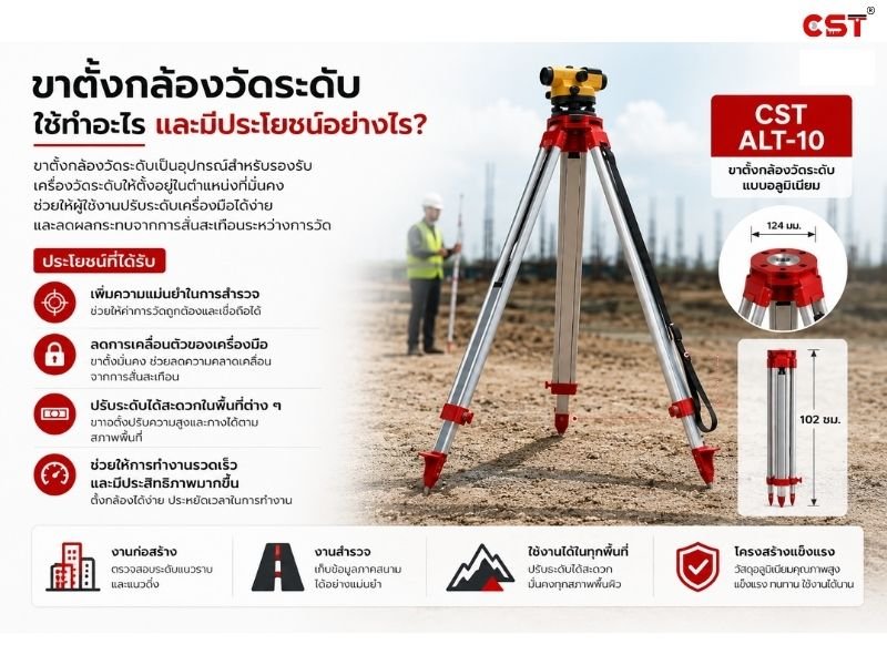 ทำไมต้องเลือกขาตั้งกล้องวัดระดับ CST รุ่น ALT-10 ตัวช่วยที่ทำให้งานสำรวจมั่นใจทุกการวัด-1